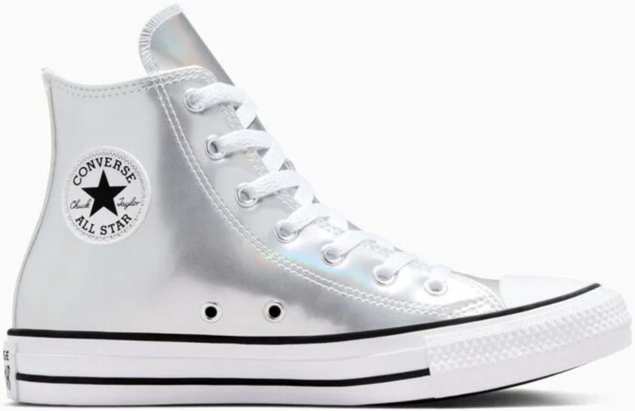 Stock image of Converse Chuck Taylor All Star Metallic Silver Kids Shoes