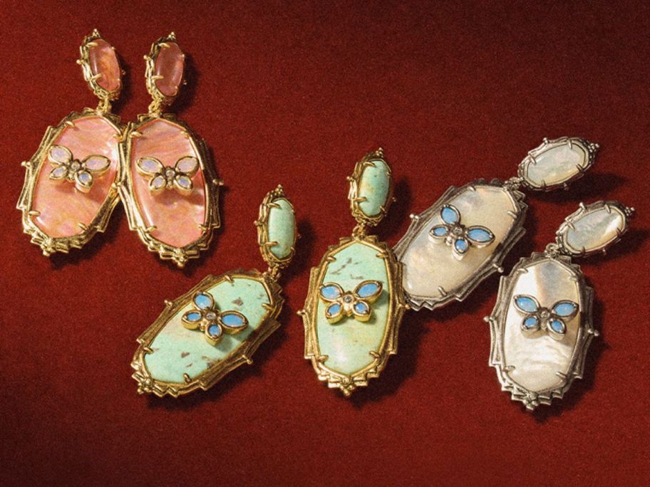 3 sets of vintage butterfly earrings