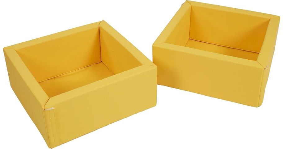 two yellow soft, foldable blocks