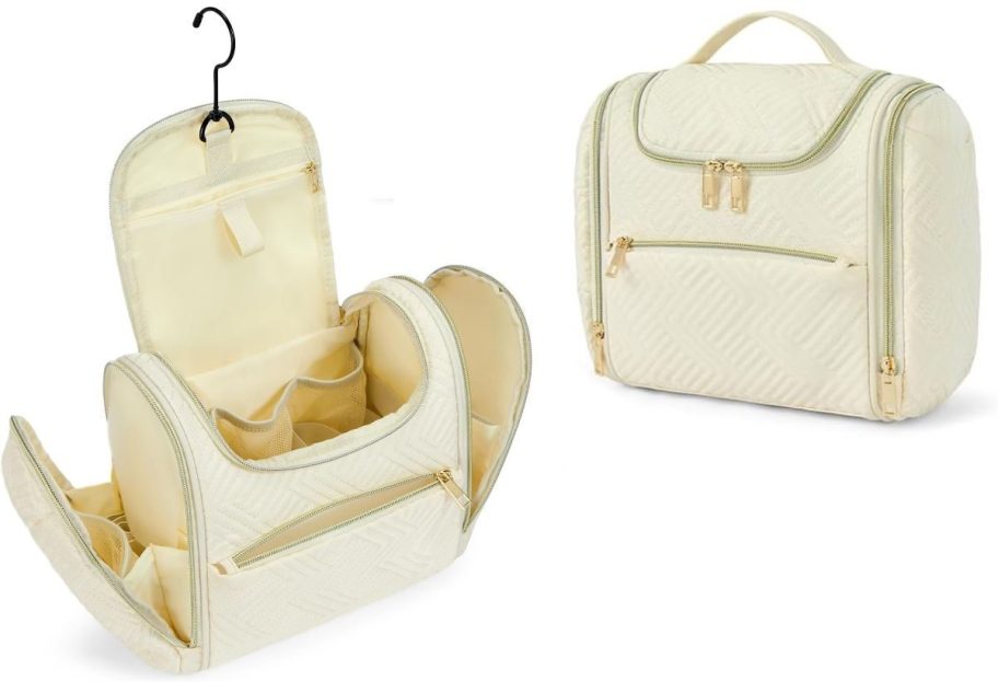 stock image of a Helena large quilted hanging toiletry bag