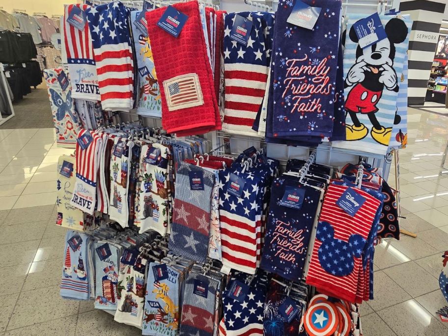 A display of Patriotic Dish Towels at Kohl's