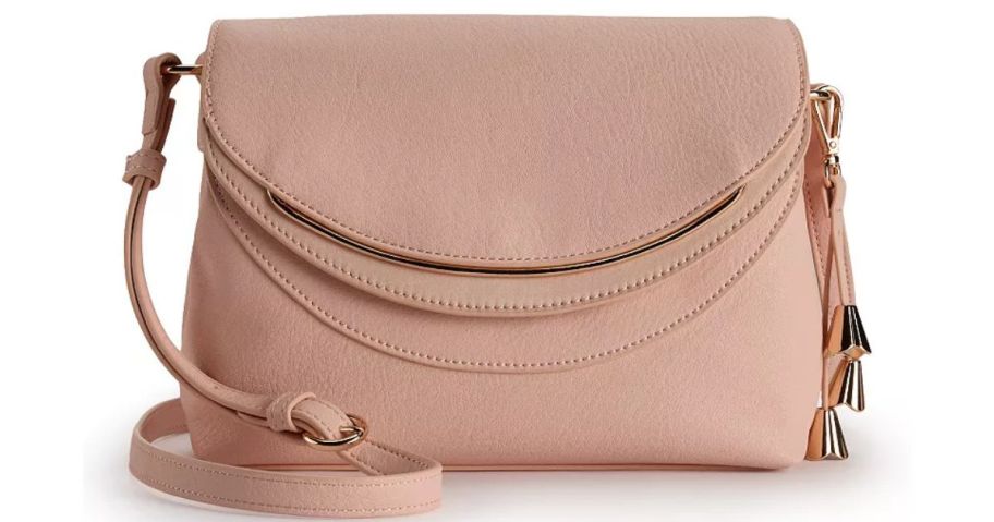 A pink crossbody bag