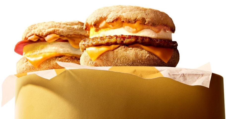 2 McDonald's Spicy Breakfast McMuffins with bacon, sausage, egg, and cheese
