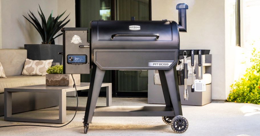 black Pit Boss Premium Pellet Grill on patio
