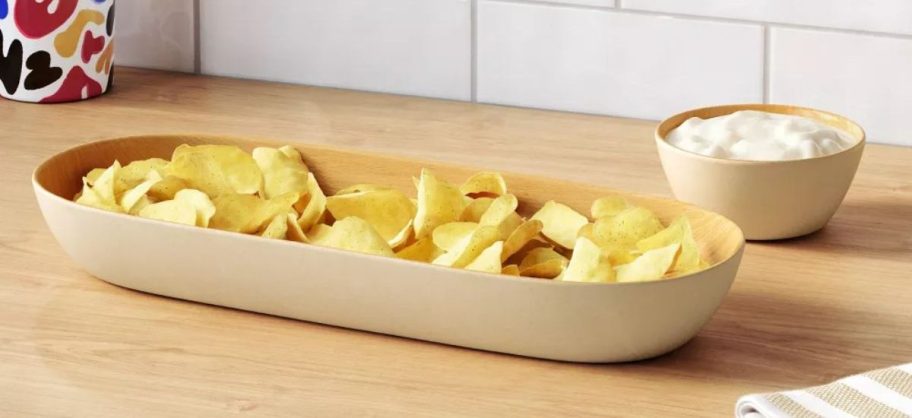 Room essentials serving trays with chips and dip inside