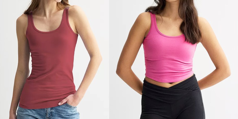 women in maroon and pink tank tops
