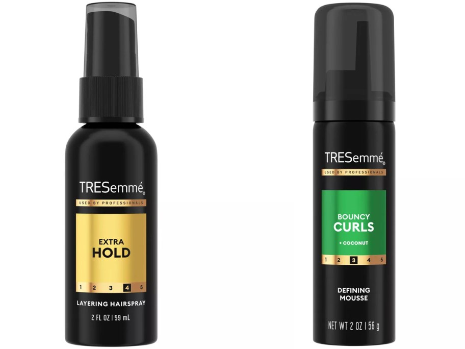 TRESemmé Extra Hold Hairspray 2oz and TRESemmé Flawless Curls Hair Mousse w: Coconut & Avocado Oil 2oz