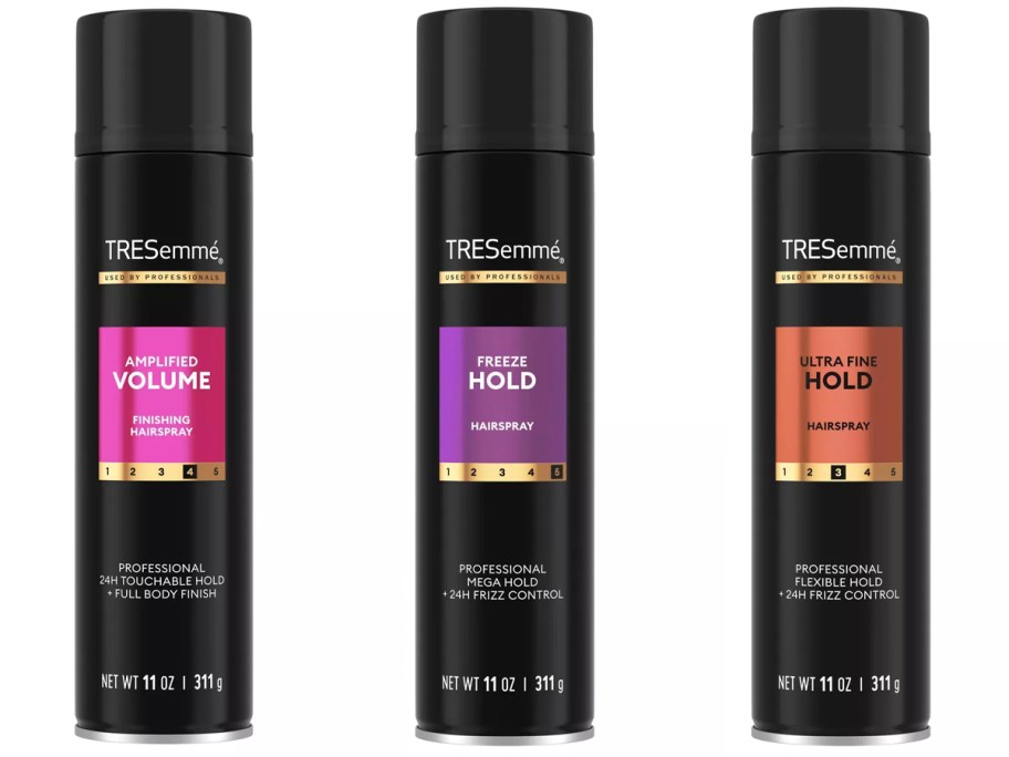 TRESemmé Total Volume Hairspray, Freeze Hold Hairspray, and Ultra Fine Hairspray