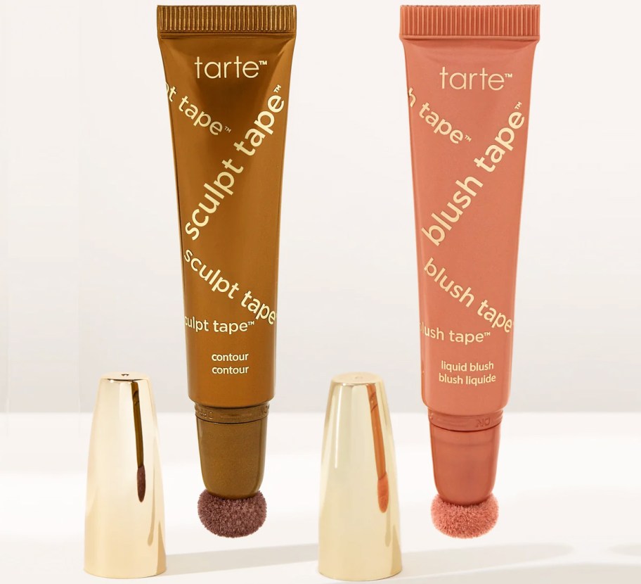 brown tube of Tarte Sculpt Tape and pink tupe of Blush Tape Duo