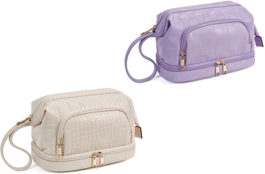 Stock images of two Helena dounle-;ayer toiletry bags