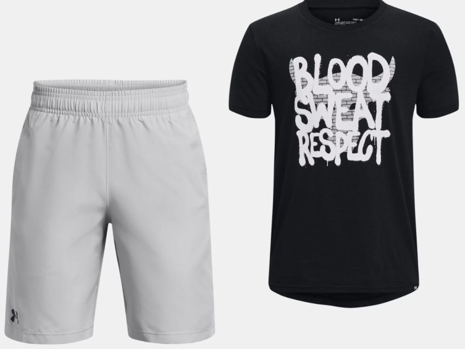 Stock images of under armour boys tee and shorts