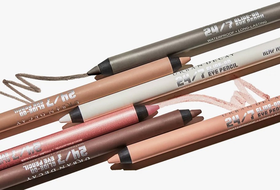6 Urban Decay eyeliner pencils in various colors