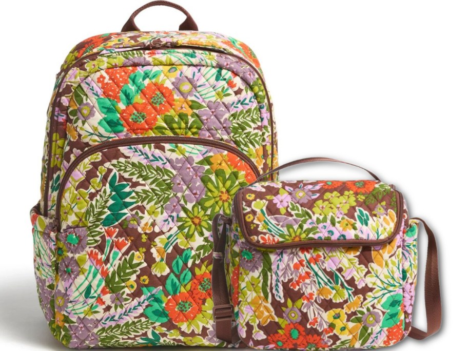 A Vera Bradley Backpack and lunch bag in Evening Garden print