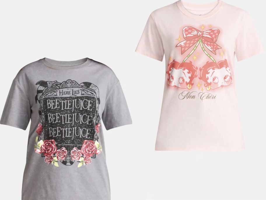 Stock images of Beetlejuice and Betty Boop Graphic Tees