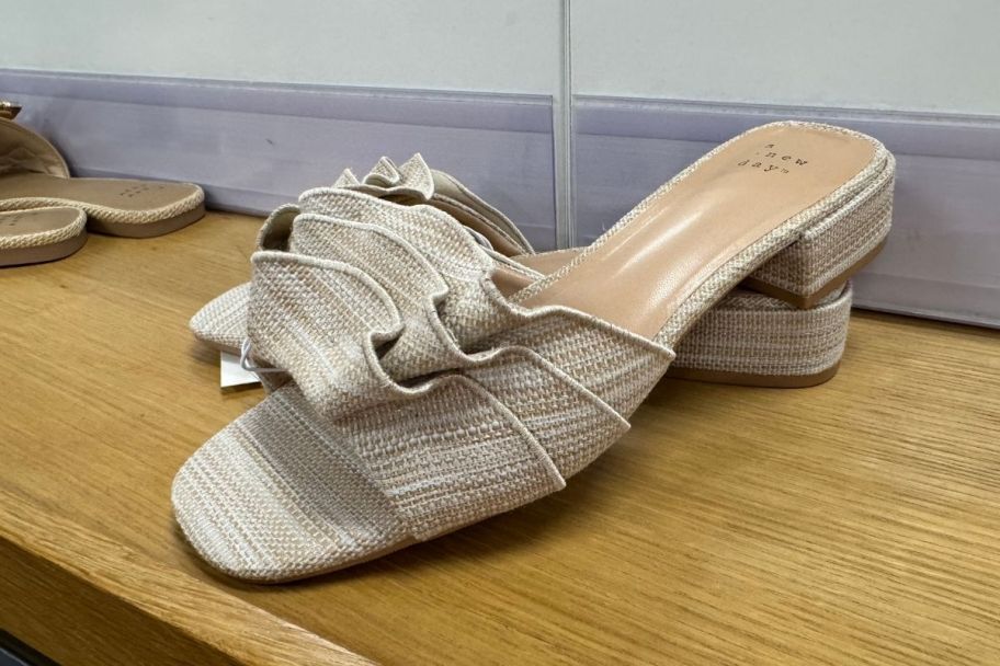 a womans low heel slide sandal