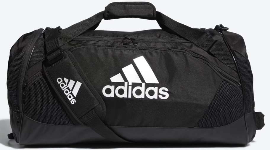 black and white adidas duffle bag