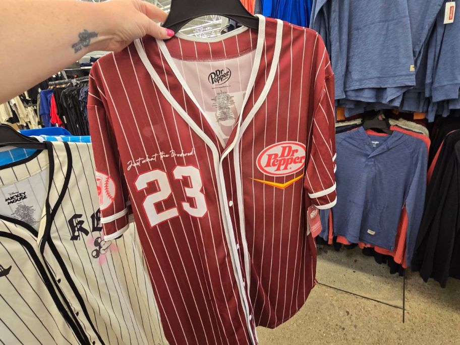 Dr. Pepper Men's Graphic Baseball Jersey in hand in store