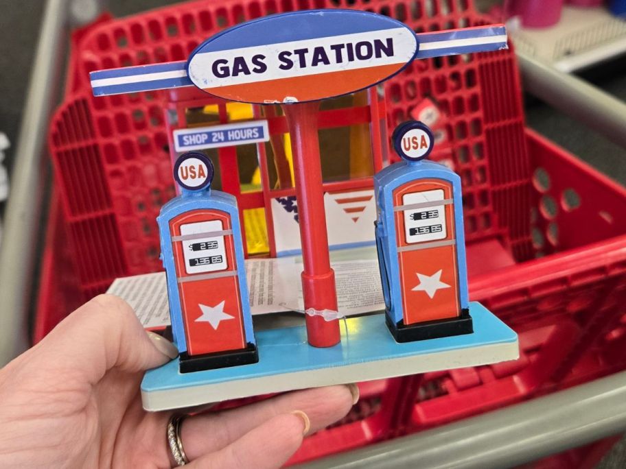 Novelty Retro Gas Station in hand in store