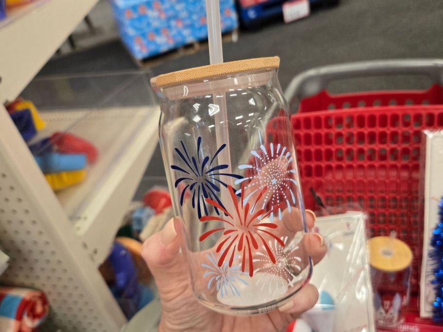 Fireworks Novelty Glass in hand in store