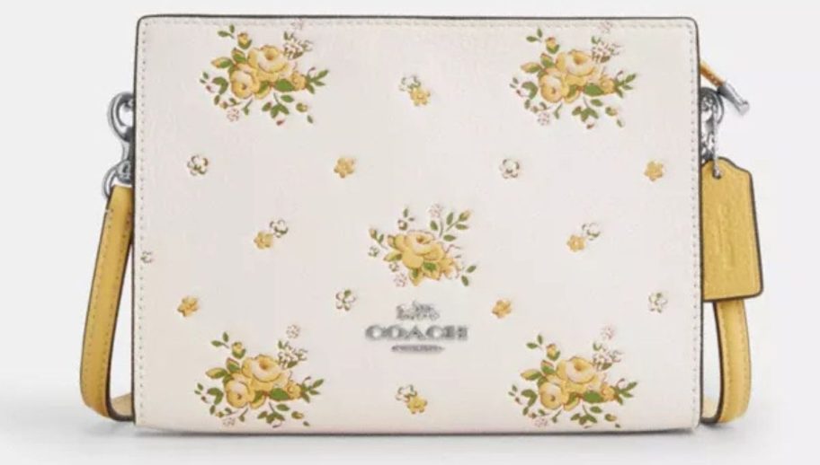 white and yellow Coach Slim Crossbody Bag