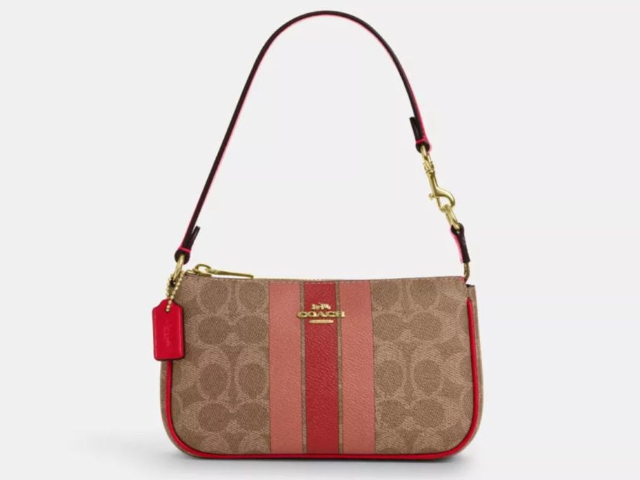 brown and red Coach Nolita 19 In Signature Canvas