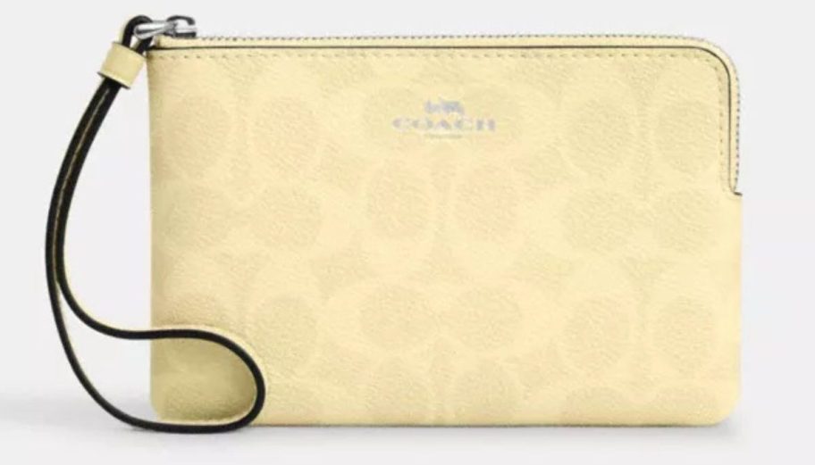 yellow Coach Corner Zip Wristlet