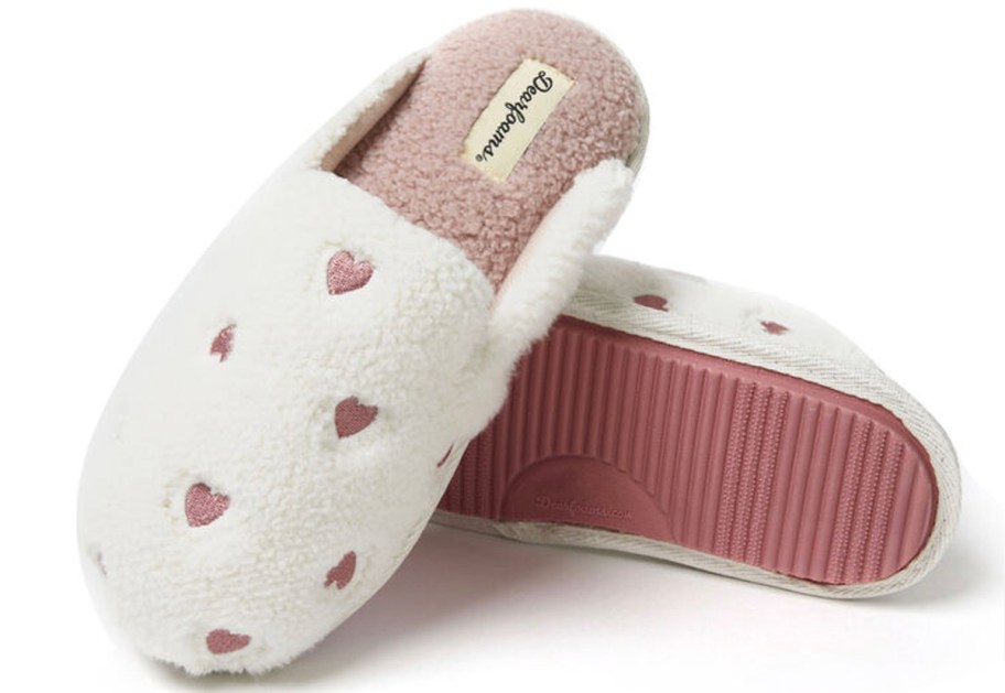 white heart slippers 
