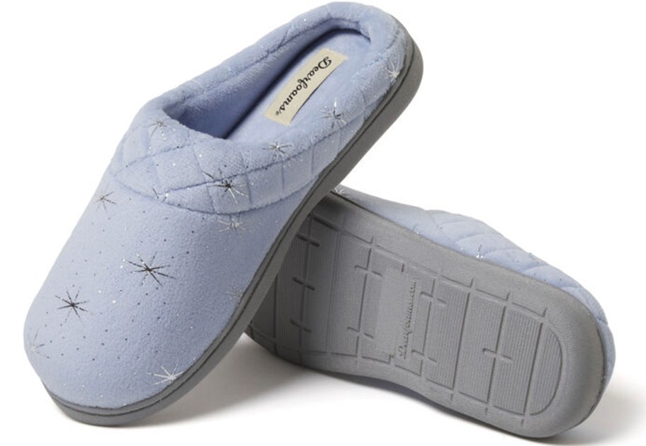 light blue velour clogs 