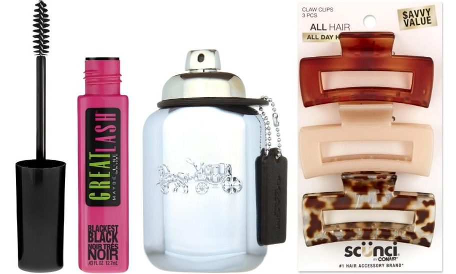 mascara, mens cologne and a 3 piece set of hair clips