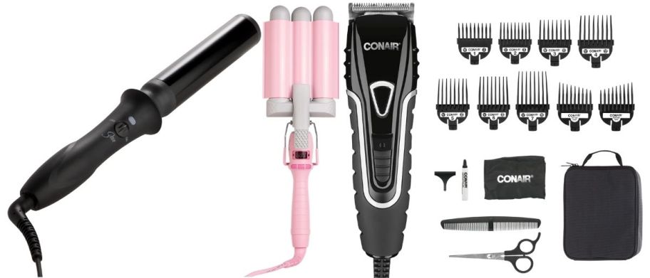 a curling iron hair waver and hair clippers
