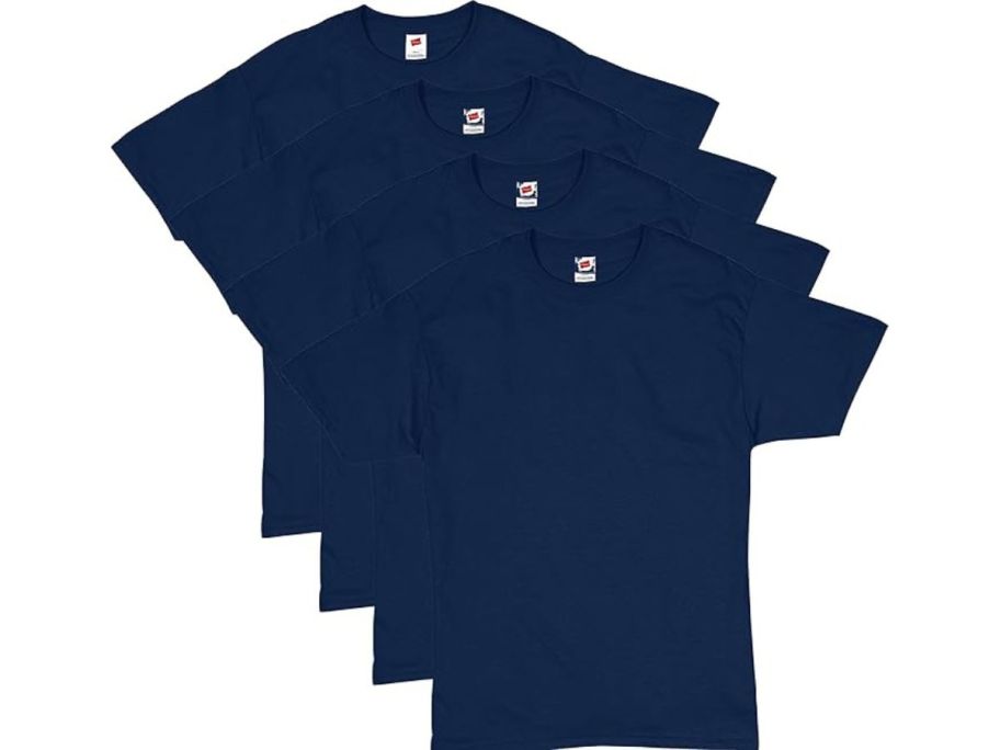 a blue Hanes Men's Comfortsoft T-Shirt 4-Pack