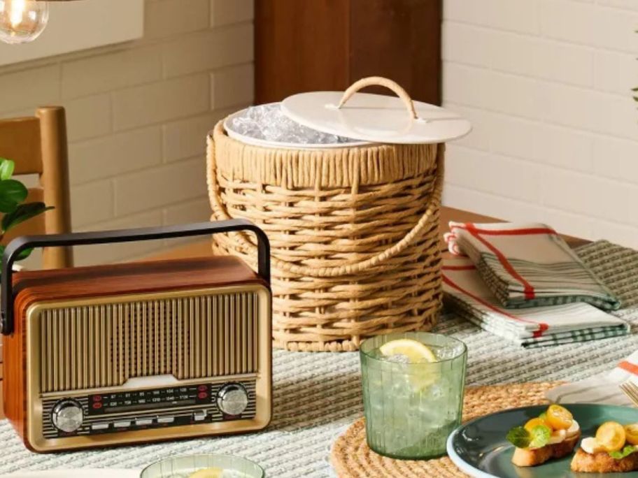 Hearth & Hand with Magnolia 3.5L Woven Ice Holder on table