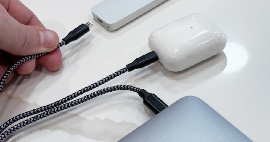 person using charging cables