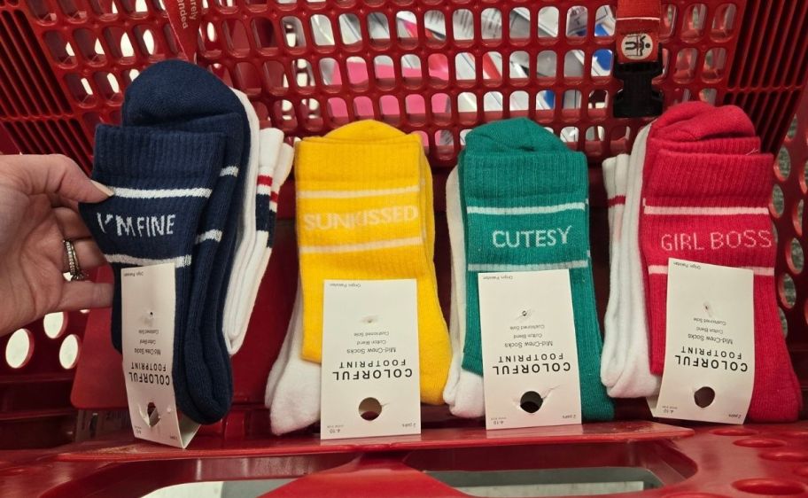 four sock 2-packs in a target shopping cart