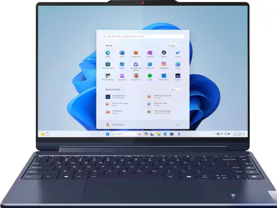 an opened Lenovo Yoga 9i 2-in-1 14" 2.8K OLED Touchscreen Laptop