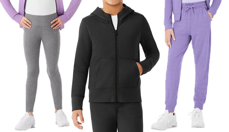 girls wearing gray and purple pants and black hoodie 
