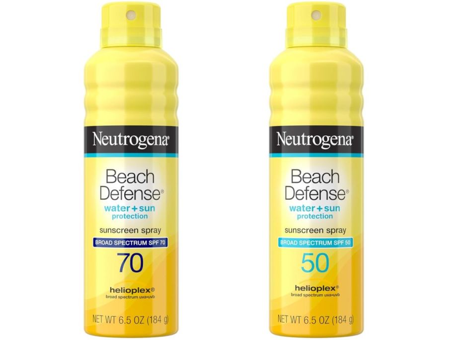 Neutrogena Beach Defense Sunscreen Spray SPF 70 and Neutrogena Beach Defense Sunscreen Spray SPF 50
