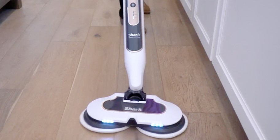 blue and white steam mop 