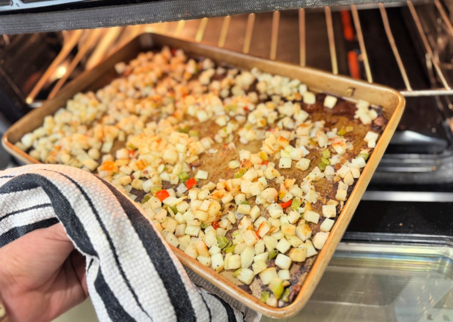 sheet pan with breakfast potatoes
