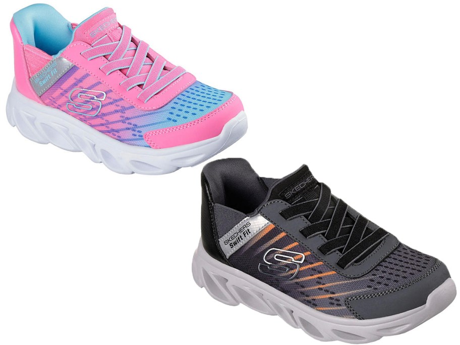 pink and black sketchers shoes