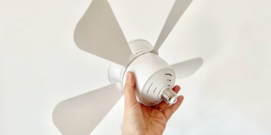 Socket Ceiling Fan Only $14 Shipped for Prime Members (Screws In Like a Light Bulb!)