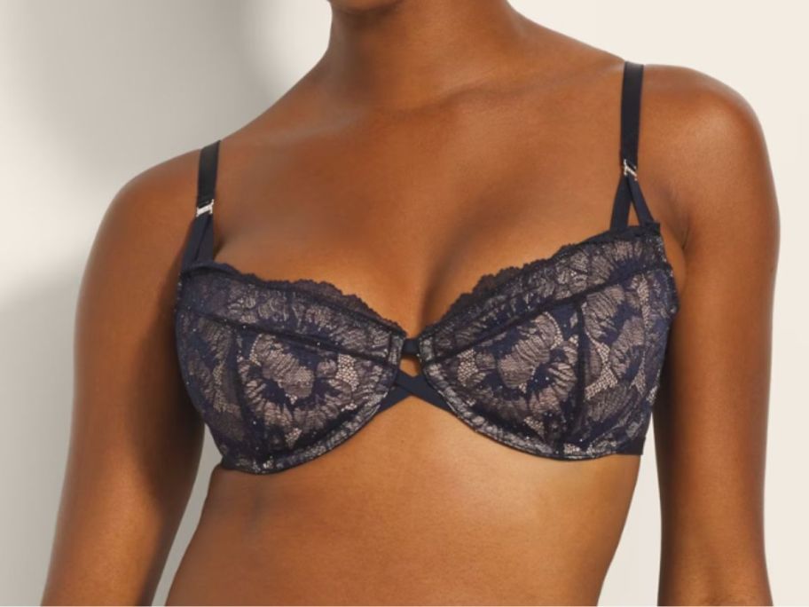 woman wearing laced Soma Balconette Unlined Bra