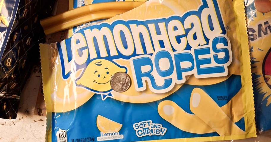 Bag of opened Lemonhead Ropes