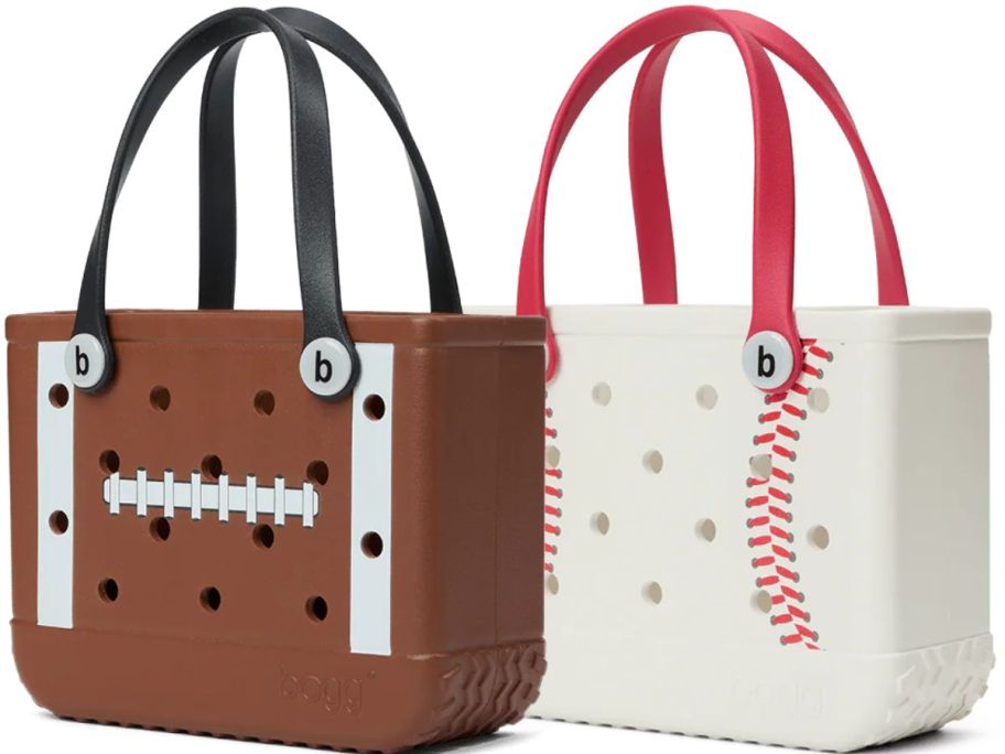 2 Bitty Bogg Bags in football nad baseball patterns