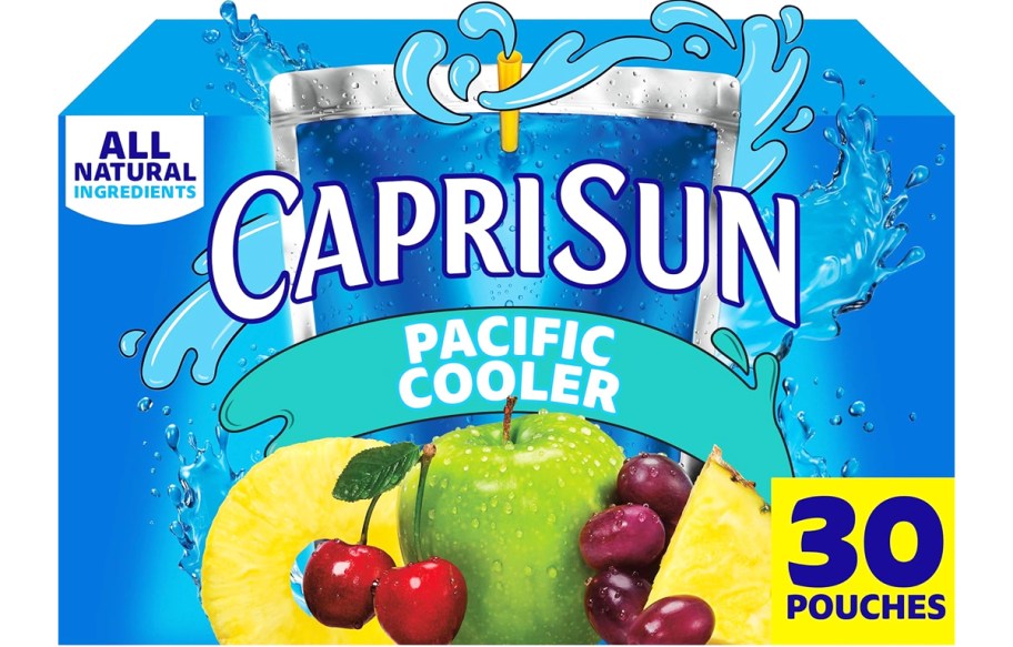 large box of Capri Sun in Pacific Cooler flavor