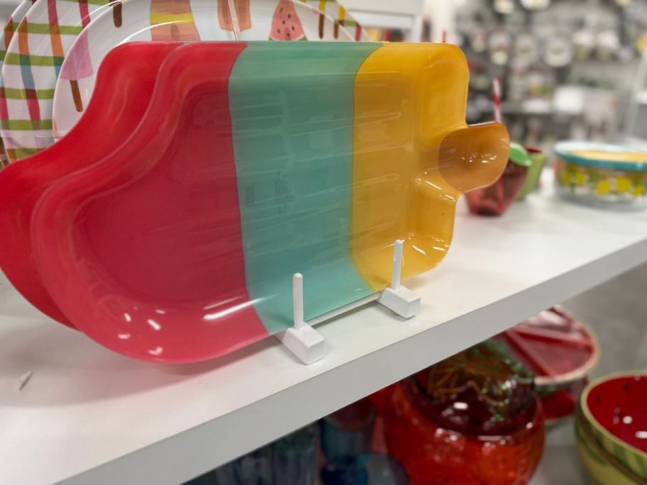 A large serving platter shaped like a popsicle 