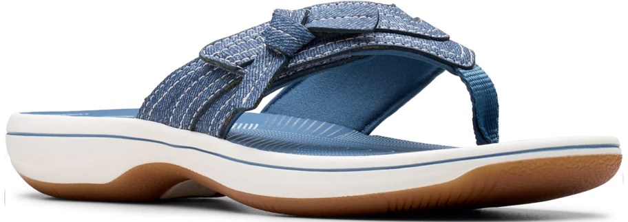 blue and white sandal with knot detail