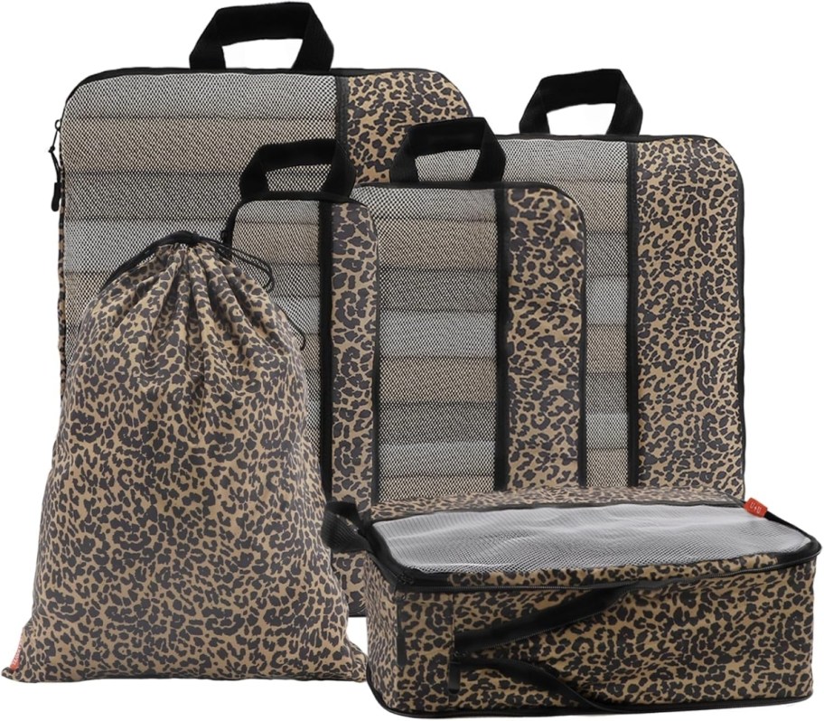 6 piece leopard print packing cube set