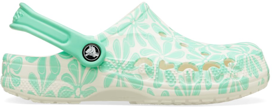 white and green floral print crocs clog