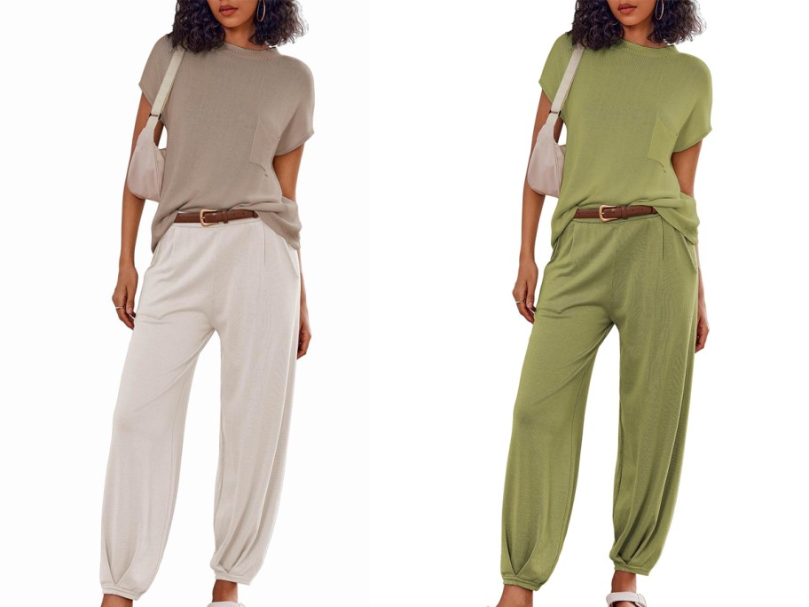 EKOUAER Knit Lounge 2-Piece Set in two color options